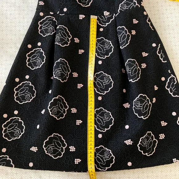 Topshop black mini dress with floral pattern - Size 10 - Picture 12 of 16